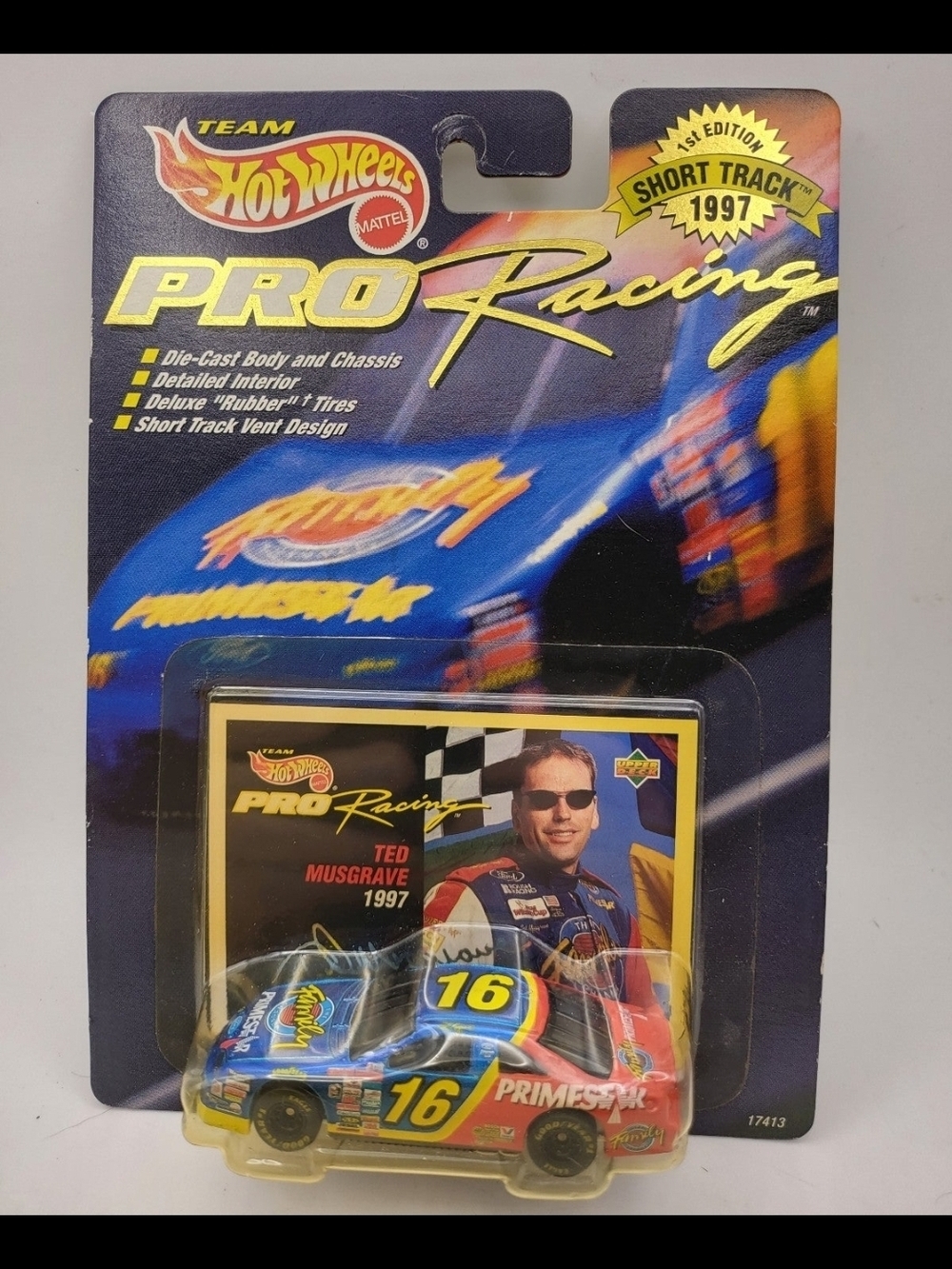 1997 Team Hot Wheels 1st Edi.Ted Musgrave Ford T-Bird Short Track Die Cast 1/64